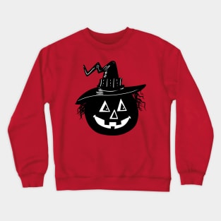 Halloween Witch Hat Pumpkin Silhouette Crewneck Sweatshirt